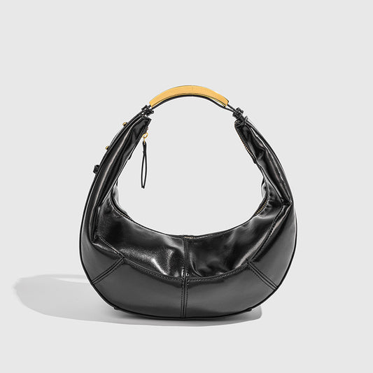 Oil Wax Soft Leather Niche Dumpling Bag Large Capacity Casual Shoulder Messenger Bag