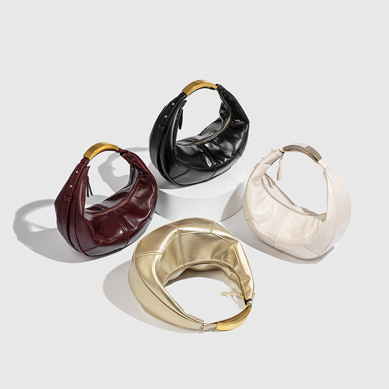 Oil Wax Soft Leather Niche Dumpling Bag Large Capacity Casual Shoulder Messenger Bag