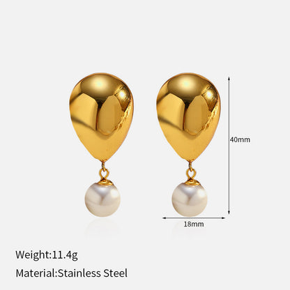 Pendientes de acero inoxidable con diseño minimalista, antidecoloración y estilo oceánico