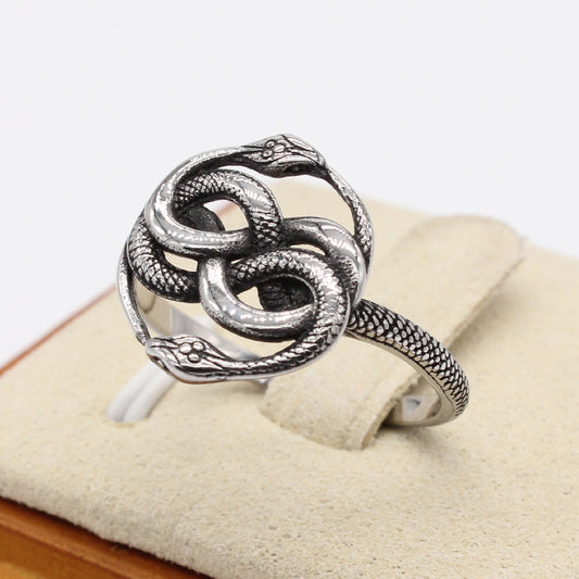 European And American Personalized Retro Internet Hot Double Snake Ring Cold Wind