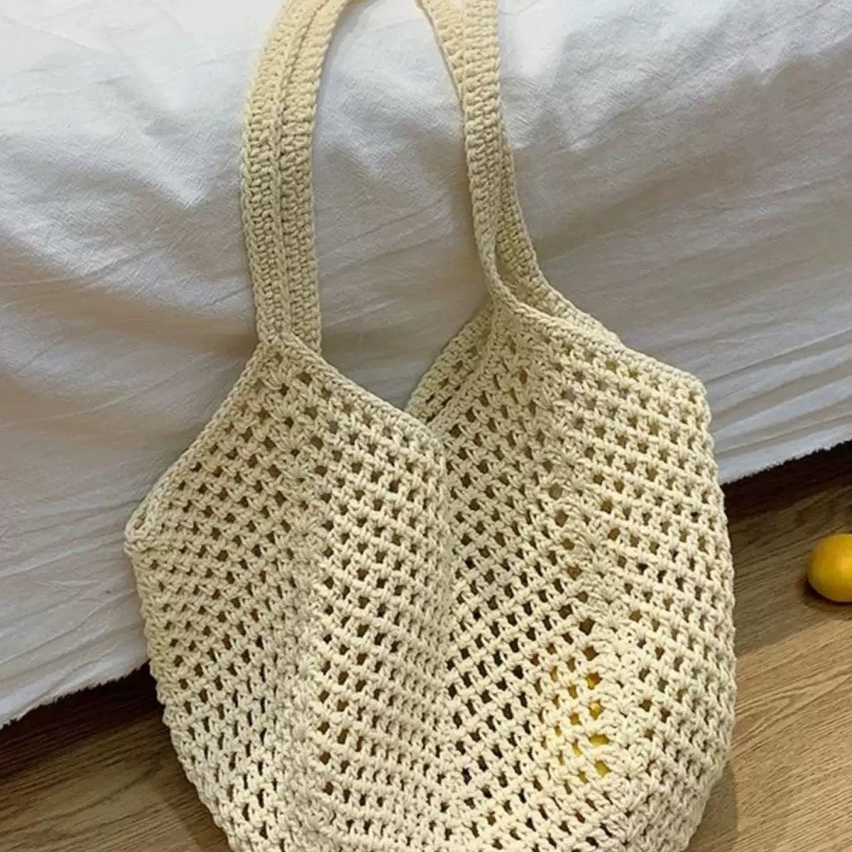 Gewebte Tragetasche, hohl, für den Urlaub, Strandtasche aus Stroh