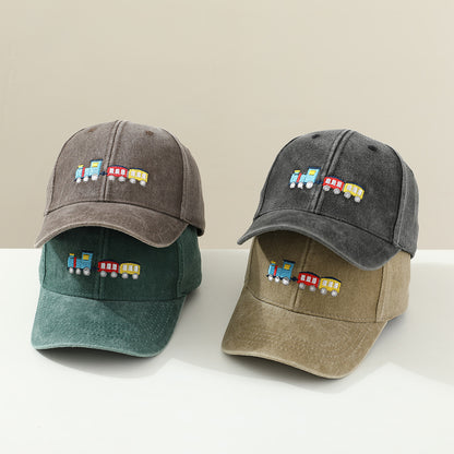 Gorra de béisbol con visera para niños pequeños, con cola pequeña, lavada y capa, a la moda