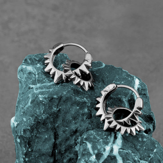 Stainless Steel European And American Retro Titanium Steel Round Ring Earrings