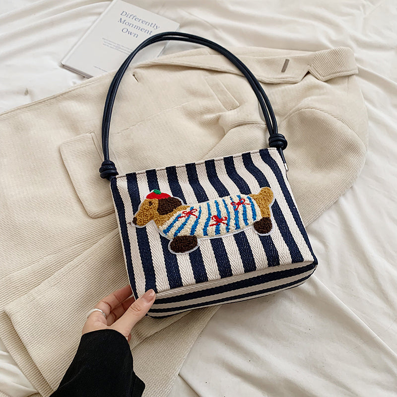 Neue Cartoon Dackel Eimer Tasche Herbst Textur