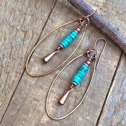 Böhmische Vintage Türkis Perlen Anhänger Schmuck Damen Ohrringe