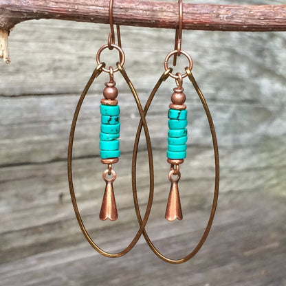 Böhmische Vintage Türkis Perlen Anhänger Schmuck Damen Ohrringe