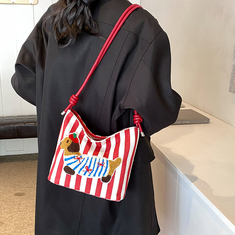 Neue Cartoon Dackel Eimer Tasche Herbst Textur