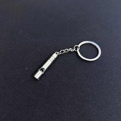 Llavero colgante con silbato retro de acero antititanio