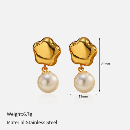 Pendientes de acero inoxidable con diseño minimalista, antidecoloración y estilo oceánico