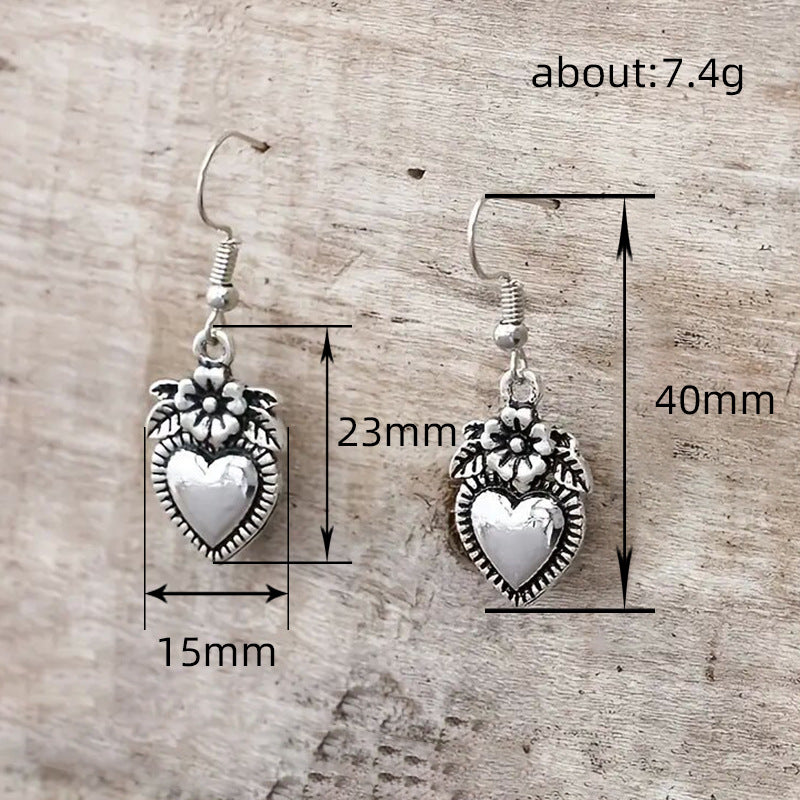 Vintage Tarnish Old Love Flower Earrings