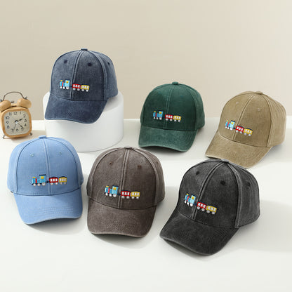 Gorra de béisbol con visera para niños pequeños, con cola pequeña, lavada y capa, a la moda