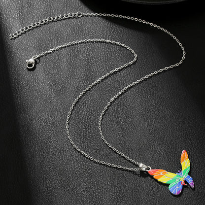 Collar de acero inoxidable con estampado de colores inspirador de la amistad.