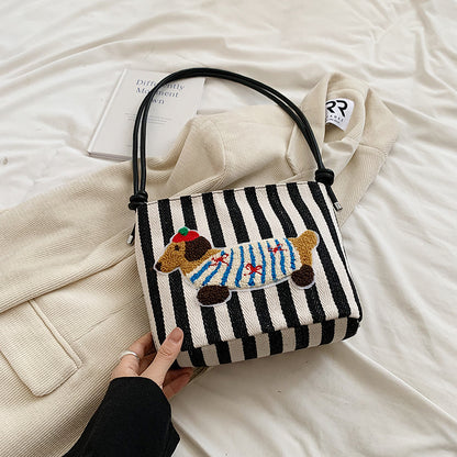 Neue Cartoon Dackel Eimer Tasche Herbst Textur