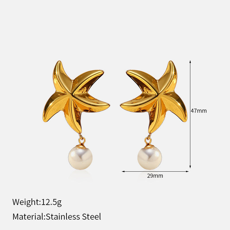 Ocean Style Anti-fading Minimalist Special-interest Design Stainless Steel Studs