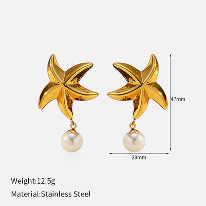 Pendientes de acero inoxidable con diseño minimalista, antidecoloración y estilo oceánico