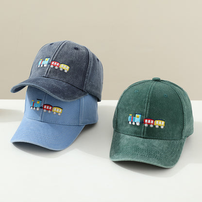 Gorra de béisbol con visera para niños pequeños, con cola pequeña, lavada y capa, a la moda