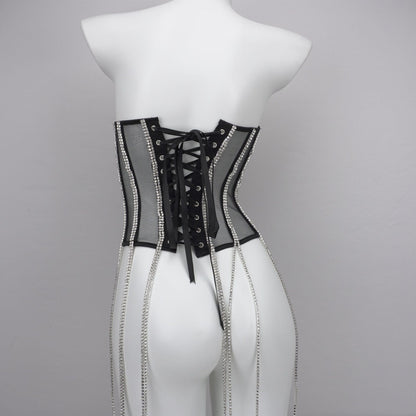 Women's Polyester Black Chain Shapewear - BAGMODA