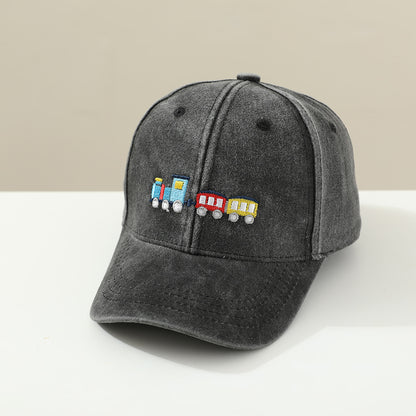 Gorra de béisbol con visera para niños pequeños, con cola pequeña, lavada y capa, a la moda