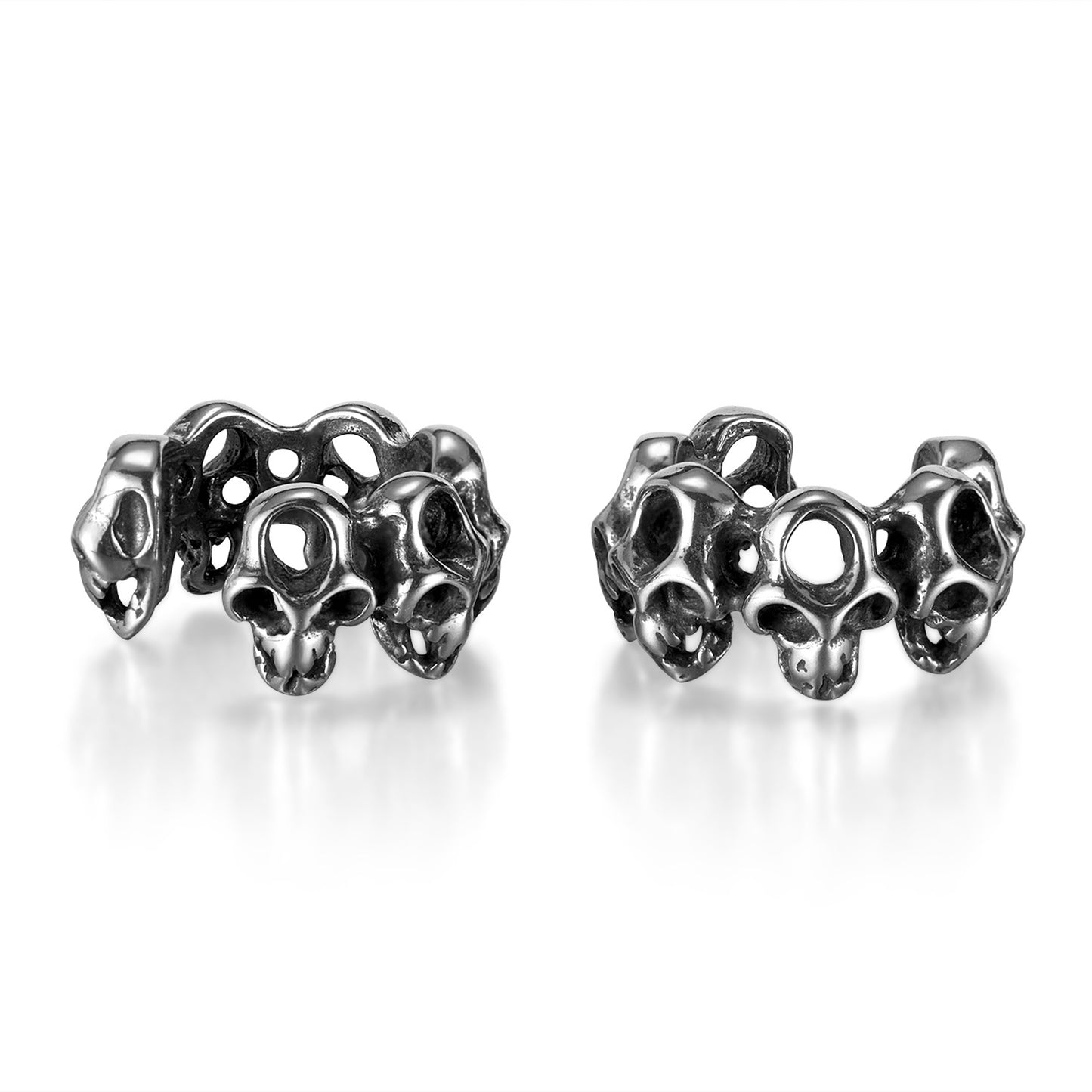 Retro Unique Design Hollow Skull Ear Clip Men And Women Fashion Stainless Steel Hip Hop Style Earrings