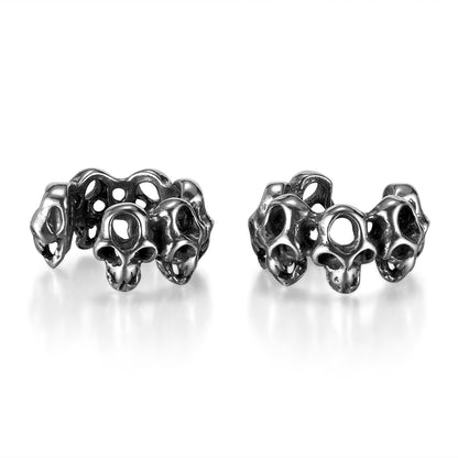 Pendientes de acero inoxidable estilo hip hop con diseño retro único y calavera hueca para hombre y mujer.