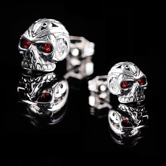 Retro Personalized Red Eye Ghost Head Skull Stud Earrings For Women