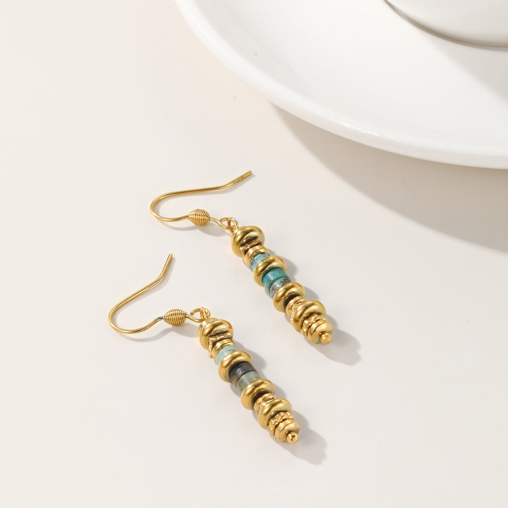 European And American Retro Titanium Steel Dangle Earrings