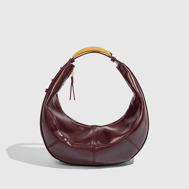 Oil Wax Soft Leather Niche Dumpling Bag Large Capacity Casual Shoulder Messenger Bag