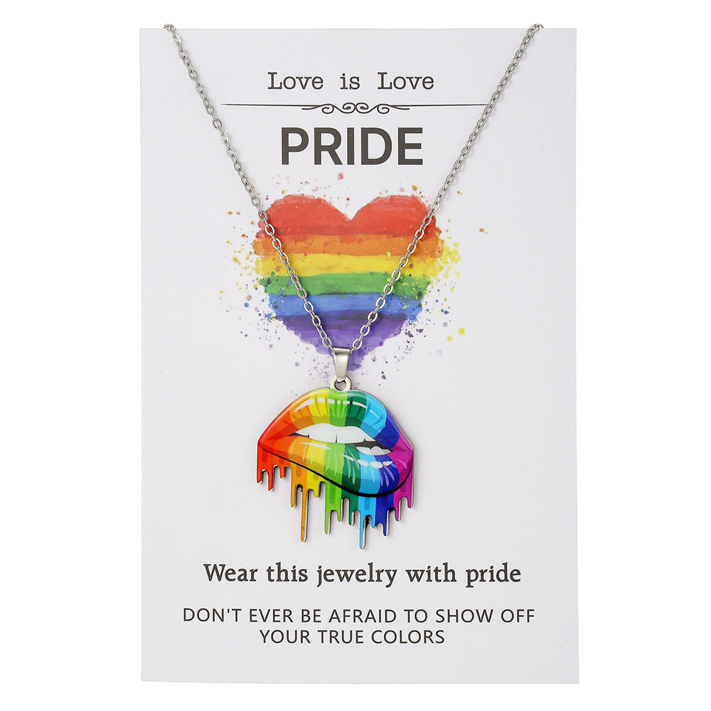 Stainless Steel Necklace Friendship Inspirational Color Printing Bracelet