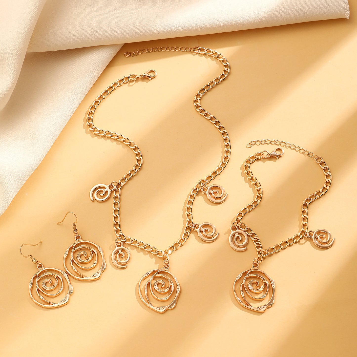Spiral Donut Bracelet Earrings Necklace Personalized Minority Elegant High Sense Necklace Female