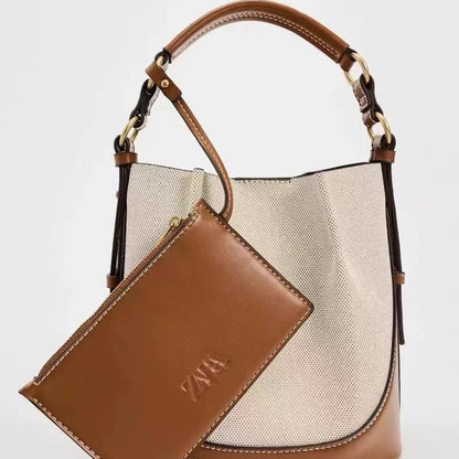 Beuteltasche aus Canvas mit Kordelzug und Kontrast