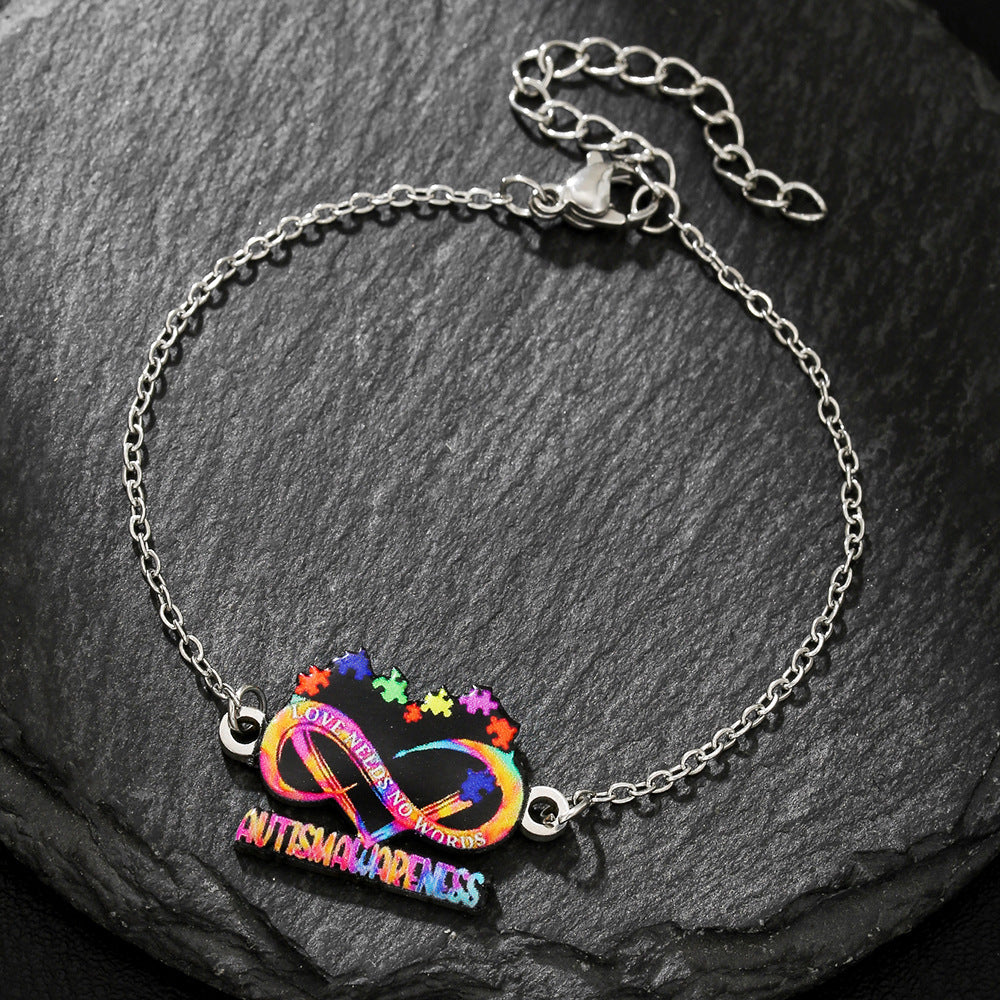 Stainless Steel Necklace Friendship Inspirational Color Printing Bracelet
