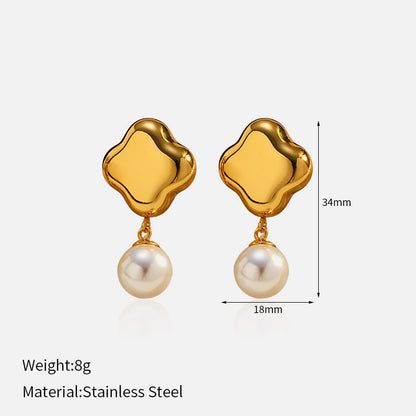 Pendientes de acero inoxidable con diseño minimalista, antidecoloración y estilo oceánico