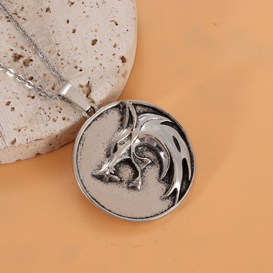Hip Hop Friend Pendant Necklace Men's Hunter Wolf Head Totem