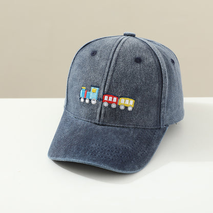 Gorra de béisbol con visera para niños pequeños, con cola pequeña, lavada y capa, a la moda