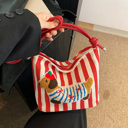 Neue Cartoon Dackel Eimer Tasche Herbst Textur