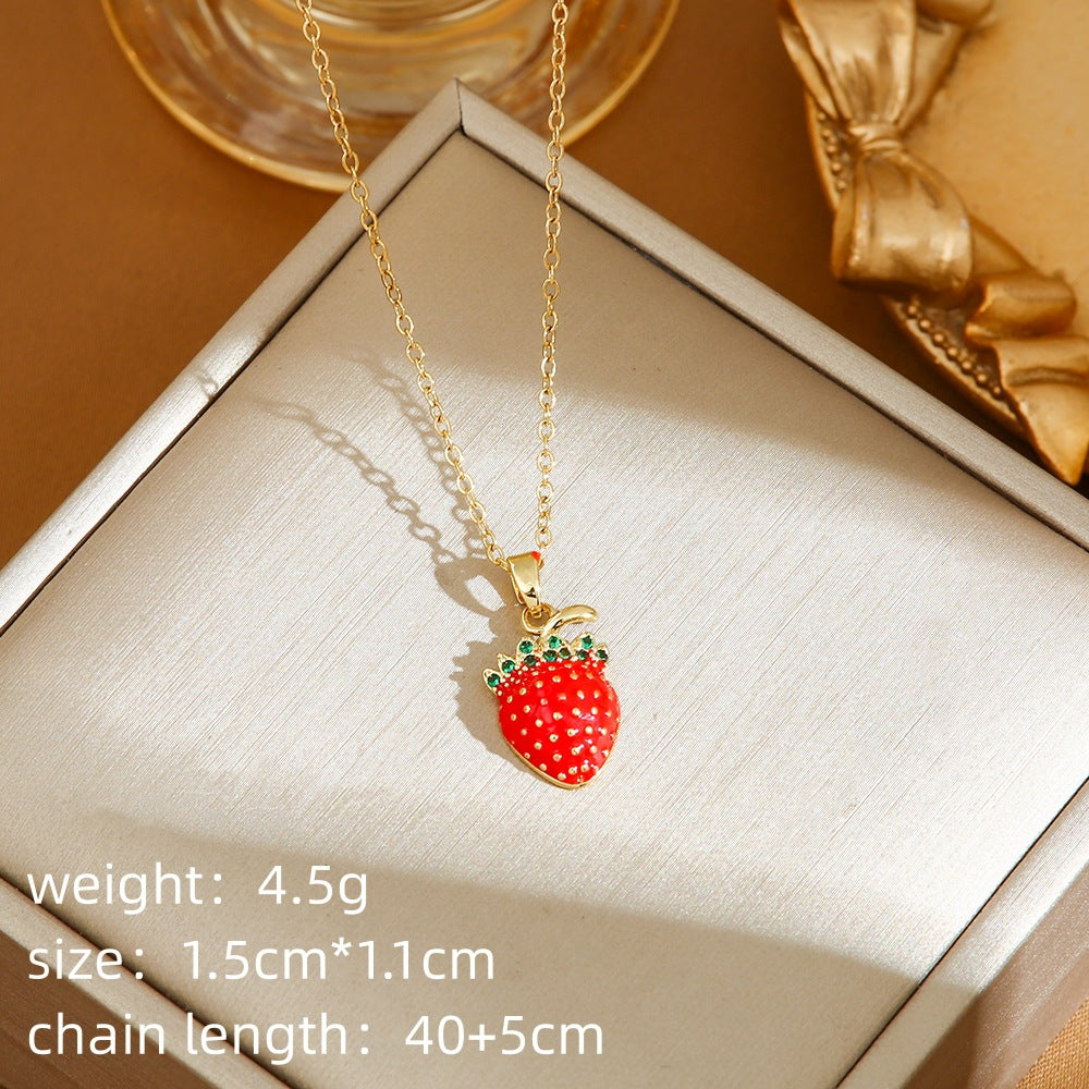 Red Delicate Indie Cherry Strawberry Pepper Necklace