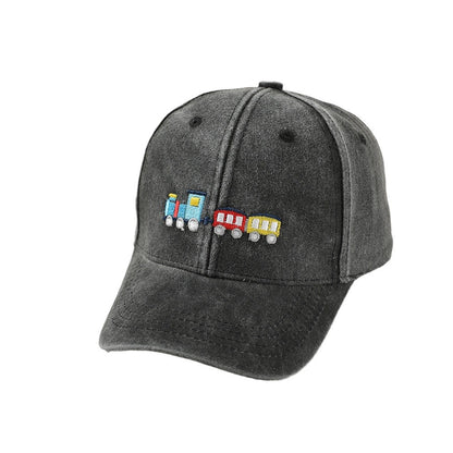 Gorra de béisbol con visera para niños pequeños, con cola pequeña, lavada y capa, a la moda
