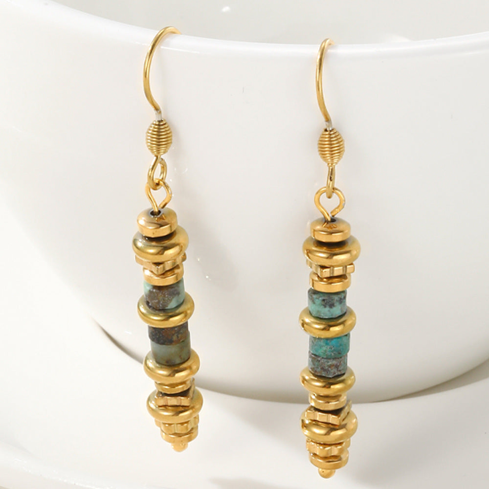 European And American Retro Titanium Steel Dangle Earrings