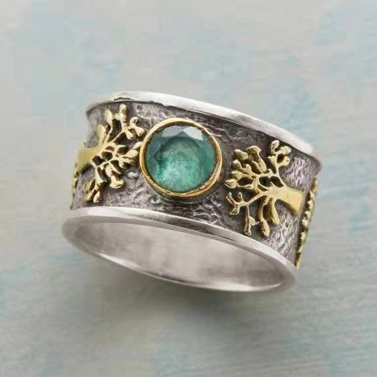 Creative Lucky Tree Light Green Vintage Ring