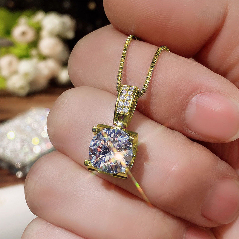 Nueva cadena clásica de clavícula con diamantes artificiales que combina con todo