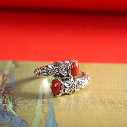Anillo de ágata roja sureña de moda para mujer
