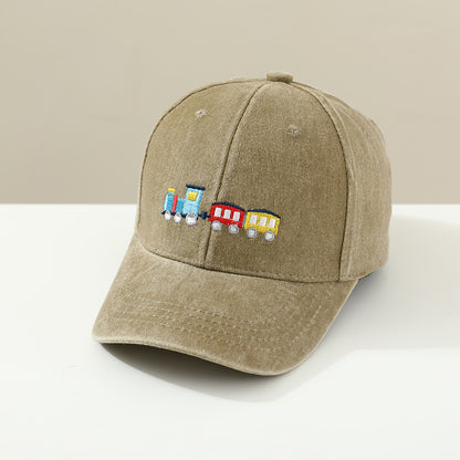 Gorra de béisbol con visera para niños pequeños, con cola pequeña, lavada y capa, a la moda