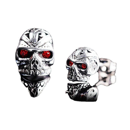Retro Personalisierte Rote Augen Geisterkopf Totenkopf Ohrstecker Für Frauen