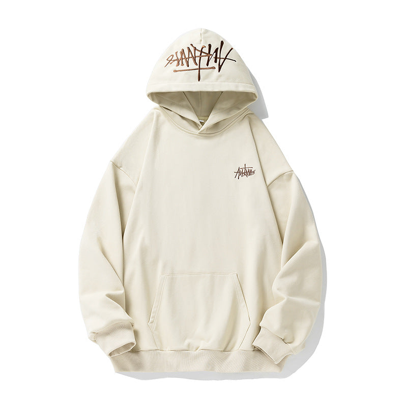 Fashion Hand-painted Letters Embroidered Hoodie Men