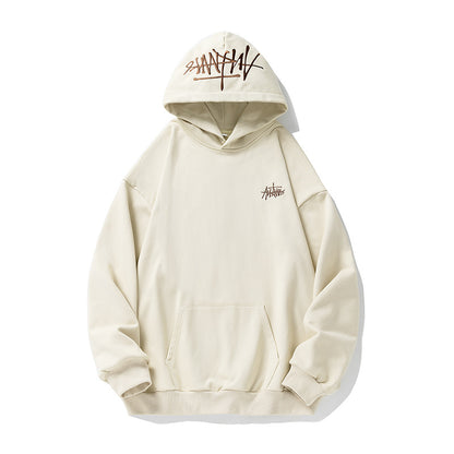 Fashion Hand-painted Letters Embroidered Hoodie Men
