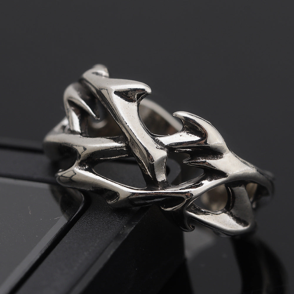 Thorn Men's Trendy Versatile Personality Thorn Flower Ring