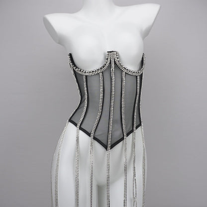 Women's Polyester Black Chain Shapewear - BAGMODA