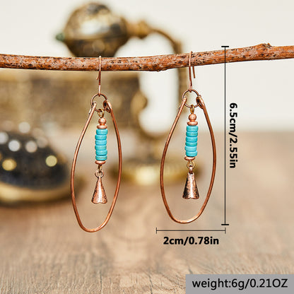 Böhmische Vintage Türkis Perlen Anhänger Schmuck Damen Ohrringe