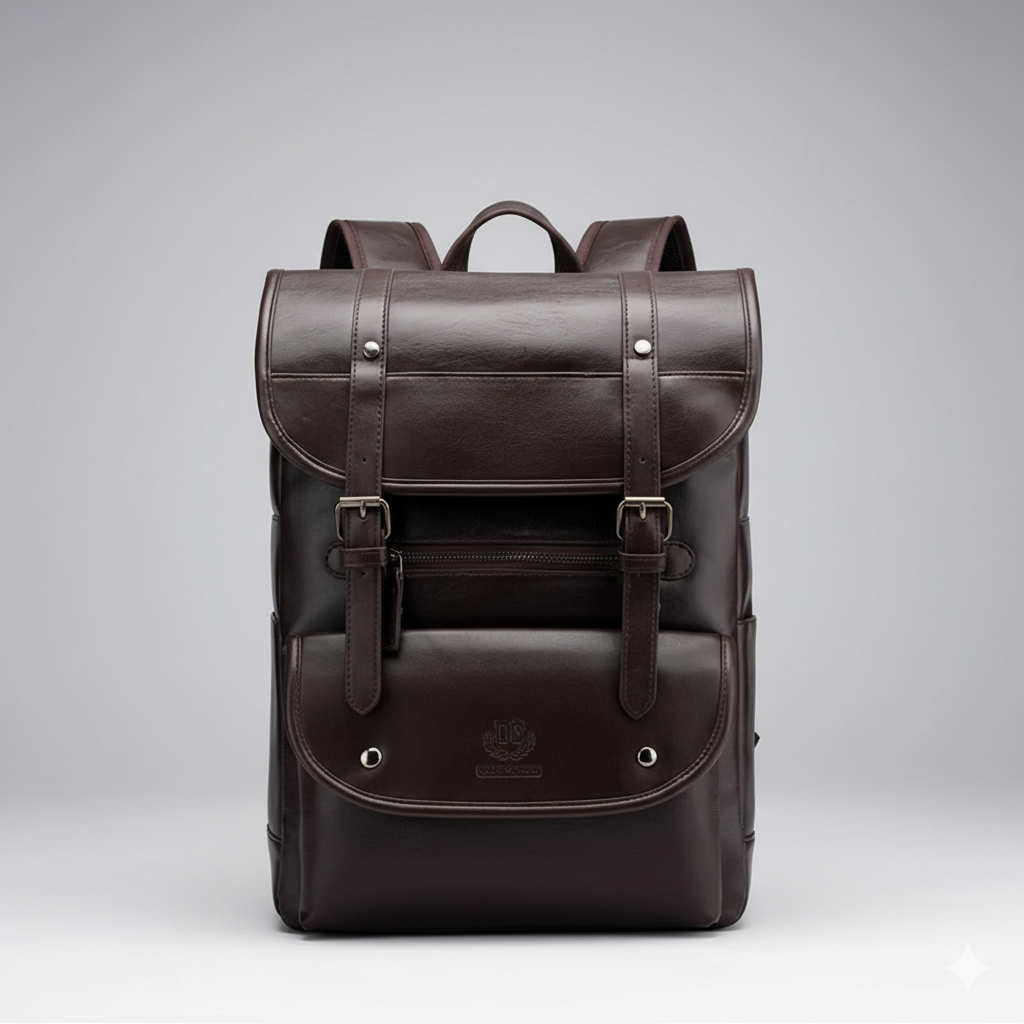 Retro men's business Leather travel backpack

