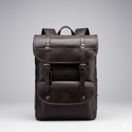 Retro men's business Leather travel backpack

